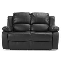 Asturias Leather 2 Seater Recliner Sofa Black