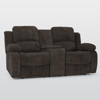 asturias fabric 2 seater recliner sofa with console taupe