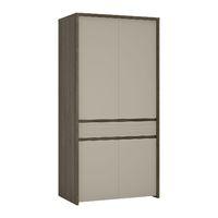 Aspen 2 Door Tall Cupboard Wardrobe with LED Lighting Riviera Oak with Warm Sand Fronts