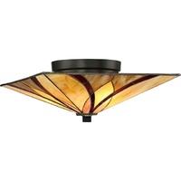 Asheville Flush Mount Ceiling Light In Valiant Bronze With Tiffany Shade