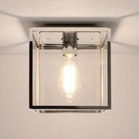 Astro 7846 Box Exterior Ceiling Light In Polished Nickel With Clear Glass