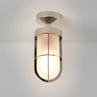 Astro 7852 Cabin Semi Flush Exterior Ceiling Light In Polished Nickel With Frosted Glass