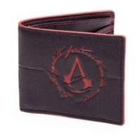 Assassin\'s Creed Unity Embossed Freedom Equality And Brotherhood Or Death Crest Logo Bi-fold Wallet Leather Finish Black/red (mw140314asc)