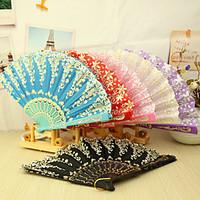 Asain Theme Plastic Hand Fan - Set of 4(Mixed Colors, Mixed Floral Pattern)