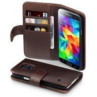 ASTON Samsung Galaxy S5 Leather Wallet Phone Case in Brown