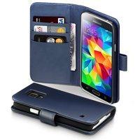 ASTON Samsung Galaxy S5 Leather Wallet Phone Case in Blue