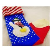 As new Large Knitted - Red, White & Blue Christmas Stocking