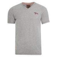 ashton cotton v neck t shirt in grey marl tokyo laundry