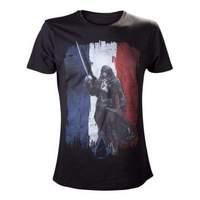 assassins creed unity french tricolour flag large t shirt black