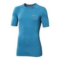 asics mens race short sleeve running top atlantic blue xl