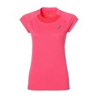 asics womens cap sleeve run t shirt diva pink heather m