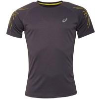 asics mens striped running top dark greysulphur spring