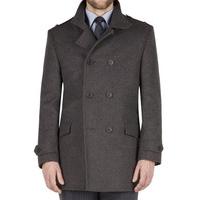 Aston & Gunn Grey Double Breasted Military Melton Coat 40R Grey