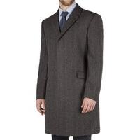 aston gunn grey herringbone overcoat 42r grey