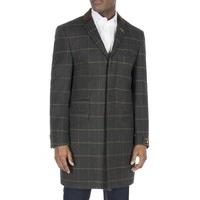 Aston & Gunn Dark Green Windowpane Check Tailored Fit Overcoat 54R Dark Green