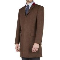 Aston & Gunn Rust Tweed Two Colour Check Coat with Contrast Collar 38R Rust