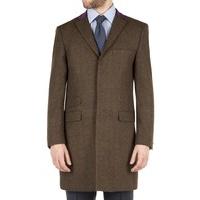 aston gunn khaki tweed two colour check coat with contrast collar 40r  ...