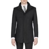 Aston & Gunn Charcoal Prince of Wales Check Overcoat 50R Charcoal