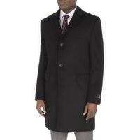 Aston & Gunn Black Melton Tailored Fit Overcoat 54R Black