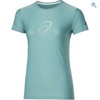 asics womens graphic short sleeve top size l colour kingfisher