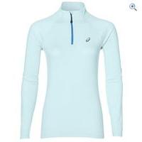 asics womens long sleeve half zip jersey size m colour aqua splsh heat