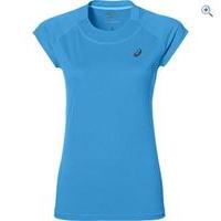 asics womens cap sleeve top size s colour diva blue heath