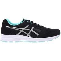 asics patriot 8 blacklight blue womens running trainers in black