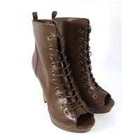 ASOS Size 7 Brown Heeled Lace Up Military Style Boots