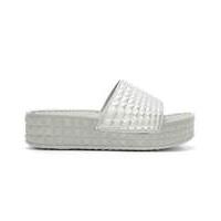 ash matte silver studded flatform slider