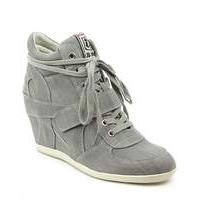 Ash Grey Denim Wedge High Top Trainers