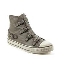 Ash Grey Leather Womens Trainer