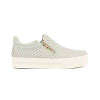 ash leather reptile chunky sole trainer