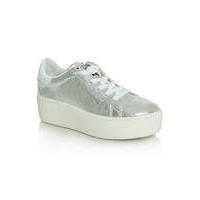 Ash Silver Leather Chunky Sole Trainer