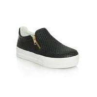 ash leather reptile chunky sole trainer