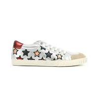 ash silver leather star motif trainer