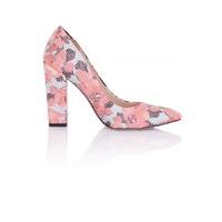 Asteria Coral Floral Embellished Block Heel Court