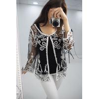 Ashlene monochrome crochet detailed cardigan