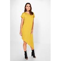 Asymmetric T-Shirt Midi Dress - chartreuse