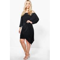 Asymetric Off The Shoulder Dress - black