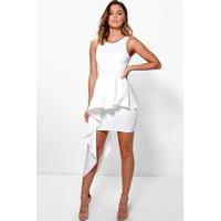 Asymmetric Peplum Dress - cream