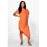 Asymmetric T-Shirt Midi Dress - spice