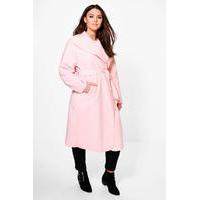 Ashley Belted Wool Look Coat - dusky pink