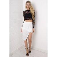 Asymmetric Mini Skirt in White