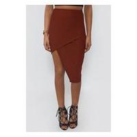 Asymmetric Burgundy Bodycon Skirt