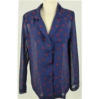 Asos Size 10 Navy Blue Blouse with Red Spots
