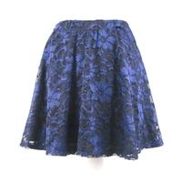 Asos - Size 8 - Black & Midnight Blue - Floral Patterned Fishnet Mini Skirt