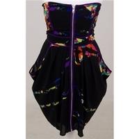 Asos: Size 8: Black multi coloured strapless dress