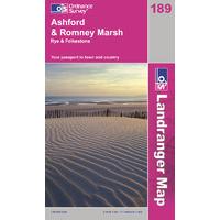 Ashford & Romney Marsh - OS Landranger Active Map Sheet Number 189