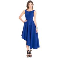 Asymmetric Textured Midi Dress - Royalblue