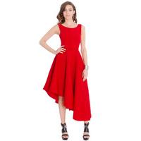 Asymmetric Textured Midi Dress - Red